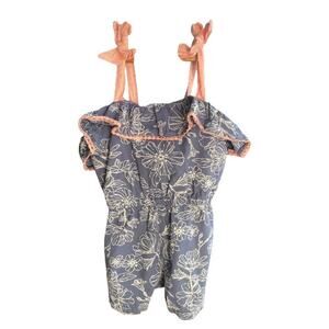 Tommy Bahama Kids‎ Blue White Floral Jumpsuit Pink Tie Straps Sz 4T
